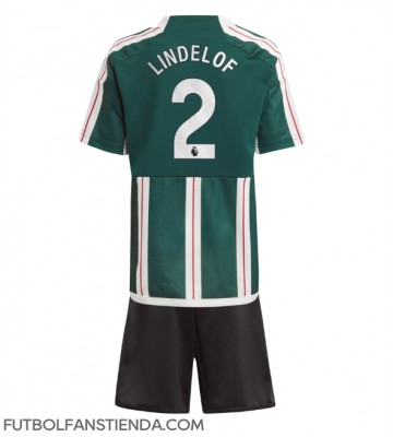 Manchester United Victor Lindelof #2 Segunda Equipación Niños 2023-24 Manga Corta (+ Pantalones cortos)